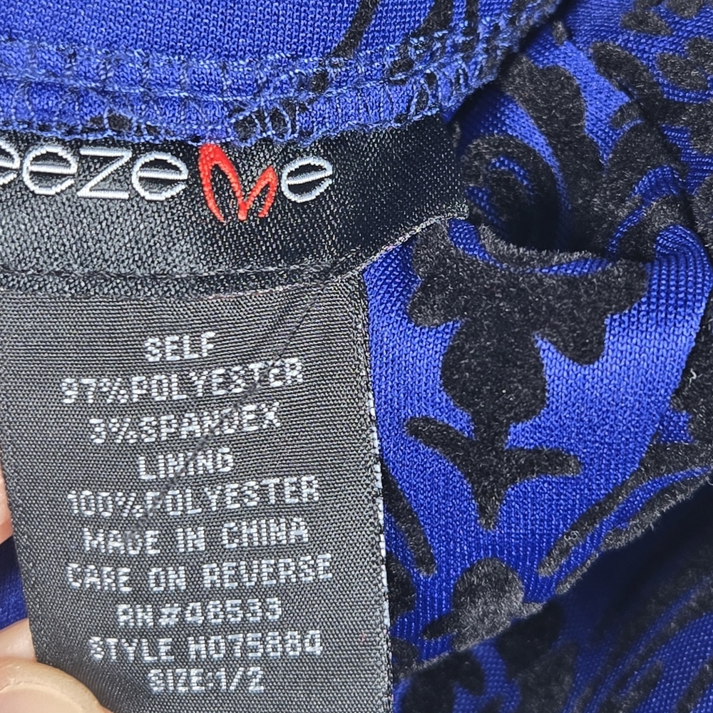 Teeze Me Royal Blue Black Velvet Strapless Sexy Cocktail Mini Dress Juniors 1/2 - Picture 3 of 12
